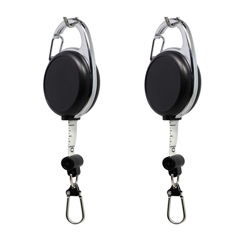 [AUSTRALIA] - SAMSFX Fly Fishing Zinger Retractors Tape Measure Retractor Carabiner Style Clip on Back Tether Tools Badge Holder Black, 2pcs 