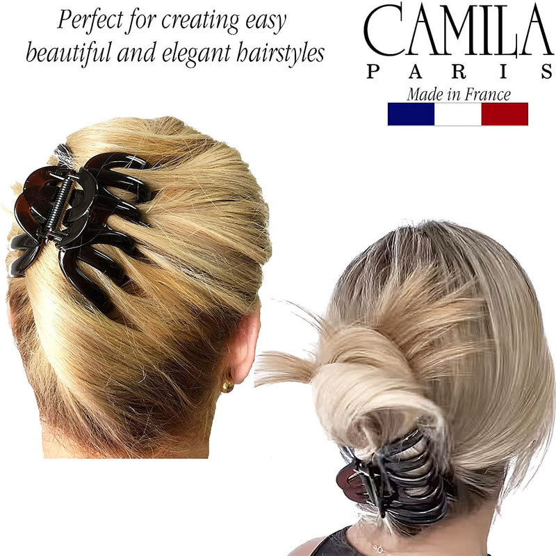 Camila Paris AD718 Octopus French Hair Clips for Women Thick Hair, Large Hair Clips for Thick Hair for Curly Wavy Long Hair, Strong No-Slip Grip Hair Claw Clip Big Hair Clips for Women. Made in France Tortoise Shell - BeesActive Australia
