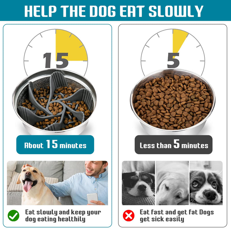2 Pcs Dog Bowl Slow Feeder Insert, Cuttable Slow Feeder Dog Bowl Insert with Strong Suction Cups, Cat Dog Feeding Supplies, Slow Feeder for Most Dogs Bowl or Dogs Dish - BeesActive Australia