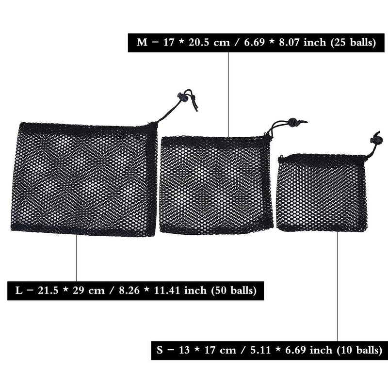 Tbest 3 Size Nylon Mesh Drawstring Pouch Golf Balls Holder Storage Bag Black Small - BeesActive Australia