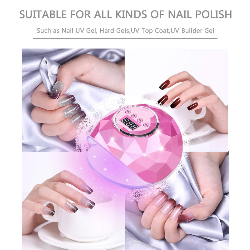 Nail Dryer Led Nail Lamp Nail Dryers for Gel and Regular Polish Professional Salon Curing Lamp Timer Setting Smart Sensor (Pink） - BeesActive Australia