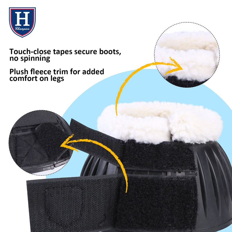 Harrison Howard Essential Rubber Bell Boots with Fleece Lining Touch-Close Overreach Boots Sold in Pairs XL - BeesActive Australia