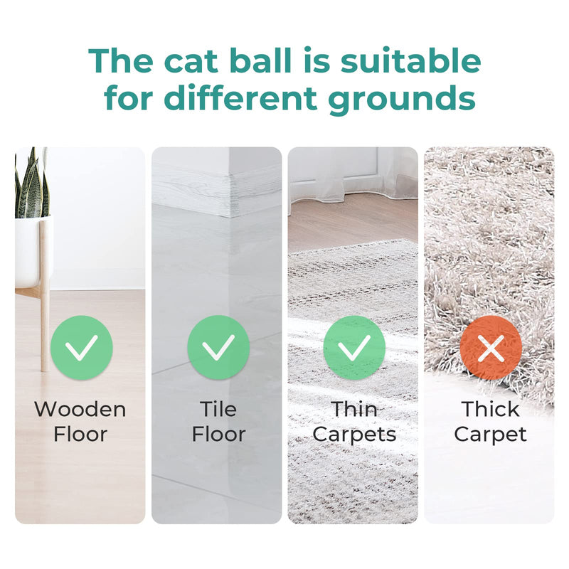 Cheerble Smart Interactive Cat Toy, Automatic Moving Bouncing Rolling Ball for Indoor Cat Kitten, Self Rotating Ball with Lights and Bell 1 Red - BeesActive Australia