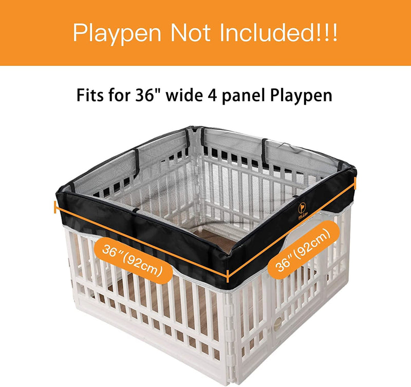 Dog Playpen Mesh Top Cover Pet Play Pen Cover-Keeps Pet Secure from UV Provides Shade Prevents Escape Pet Pen Cover Indoor Outdoor Black Fits 24 32 36 Inch Playpen-[PLAYPEN NOT Included!!!] 36 Inch 4 Panel Black - BeesActive Australia