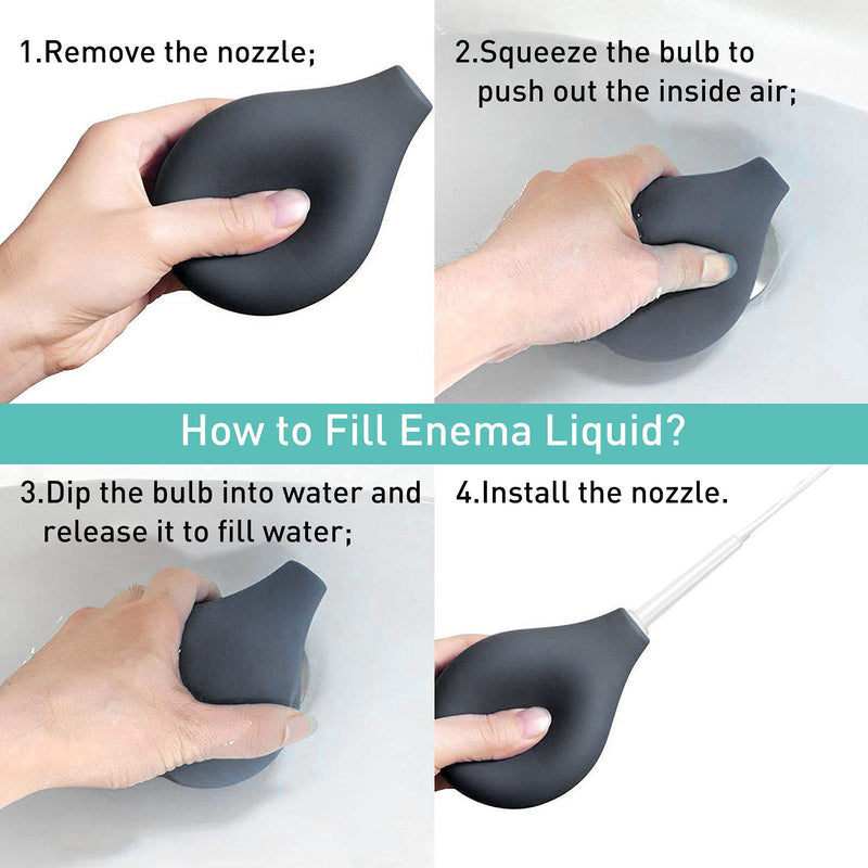 TopQuaFocus 8oz Enema Bulb Kit Clean Anal Douche for Men Women with 4 Replaceable Nozzles 224ml-black - BeesActive Australia