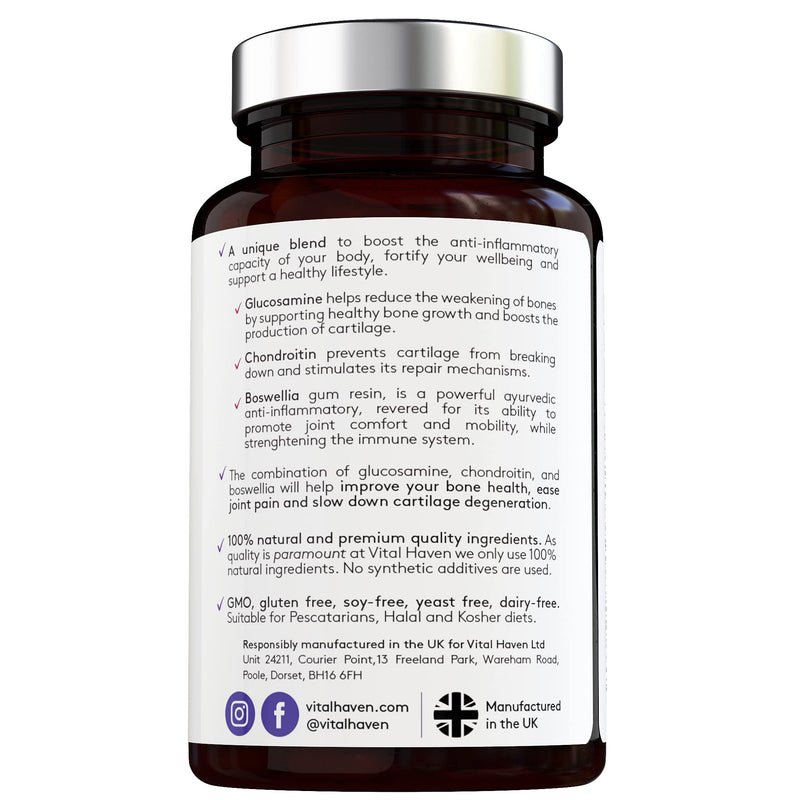 100% Natural - Triple Action Mobility Formula - Glucosamine + Chondroitin + Boswelia - High Strength - Premium Ingredients - Made in The UK - BeesActive Australia