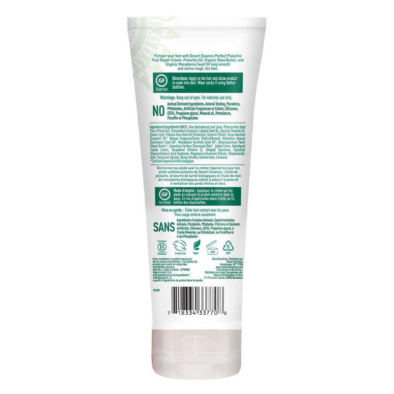 Desert Essence Pistachio Foot Repair Cream - 3.5 Fl Ounce - Restores Softness - Skin Repair & Renewal - Pistachio Nut Oil - Shea Butter - Macadamia Seed Oil - Cruelty-Free 3.5 Fl Oz (Pack of 1) - BeesActive Australia