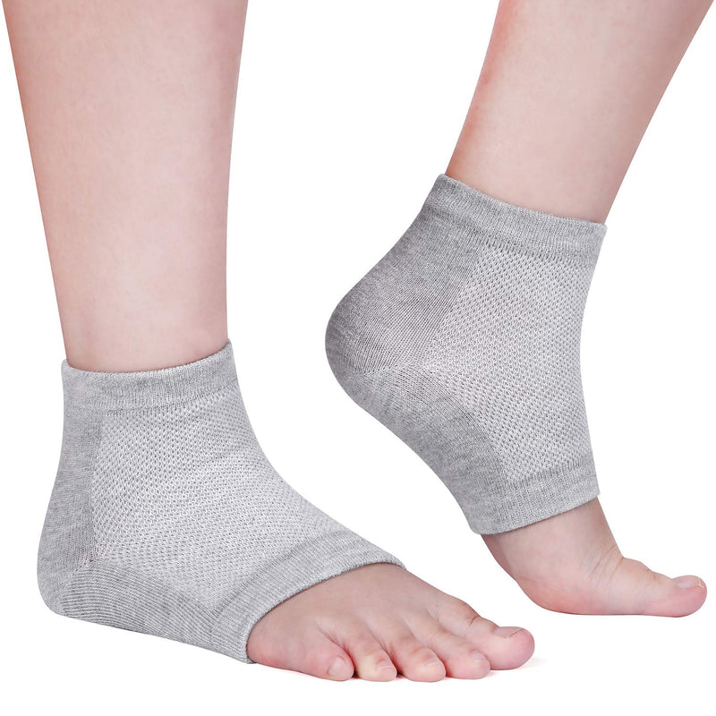 Bememo Soft Gel Heel Socks Ventilate Open Toe Socks 4 Pairs for Dry Hard Cracked Skin Moisturizing Day Night Care Skin (Gray) Gray - BeesActive Australia