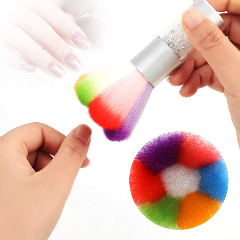 Mwoot Nail Art Dust Brush, Colorful Nail Brush Remover Cleaner For Acrylic UV Gel Nail Powder Rhinestones Makeup Foundation Brush (Silver) - BeesActive Australia