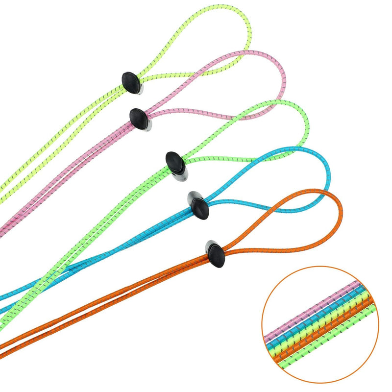 10 Sets Bungee Cord Strap Kit for Swim Goggles, Adjustable Replacement Swimming Goggle Strap with Cord Lock Clamp for Swimming Supplies (Green, Blue, Pink, Yellow, Orange) - BeesActive Australia
