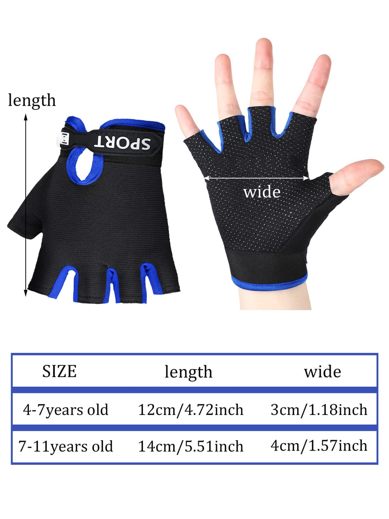 4 Pairs Kids Half Finger Cycling Gloves Non Slip Sports Gloves for Summer Outdoor Sports Children 4-8 Years Mixed Style - BeesActive Australia