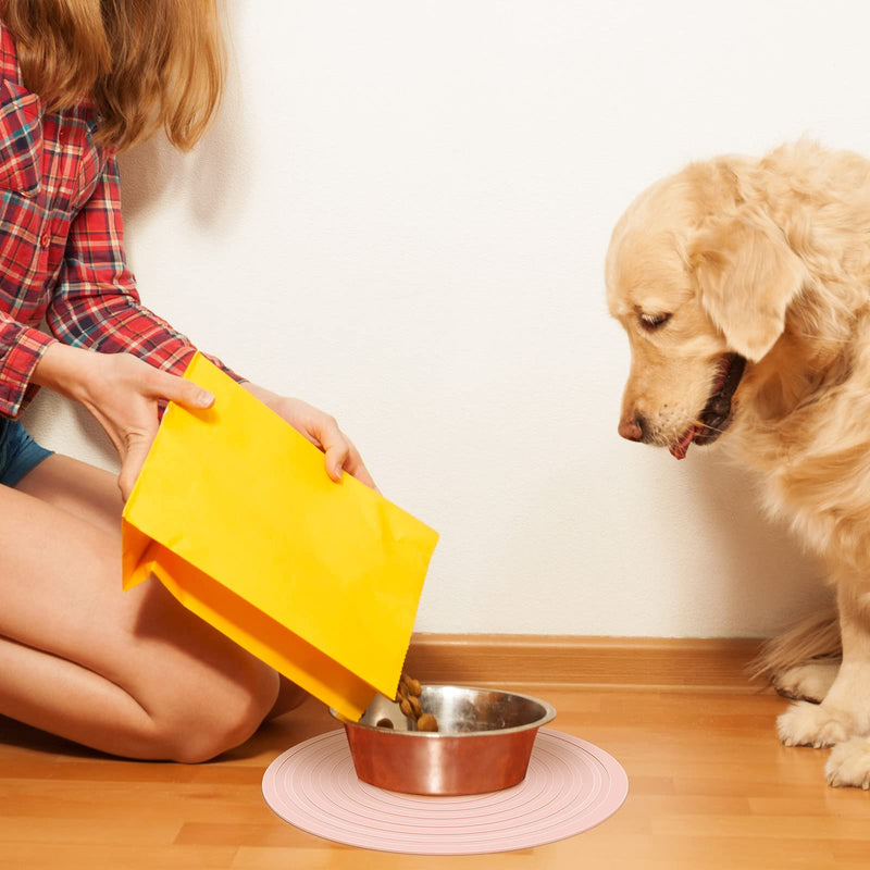2 Pieces Silicone Pet Food Mat Pet Feeding Mat for Dog and Cat Food Bowl Placemat Preventing Food and Water Overflow Suitable for Medium and Small Pet, 9.5 x 9.5 Inch and 7.1 x 7.1 Inch Pink - BeesActive Australia