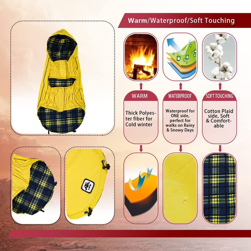 Waterproof Raincoat, Waterproof Dog Raincoat with Reflective Strip, Dog Zip Raincoat with Reflective Buttons, Waterproof Dog Raincoat Jacket for Size XS to XXXL Available Yellow Red Navy Blue - BeesActive Australia