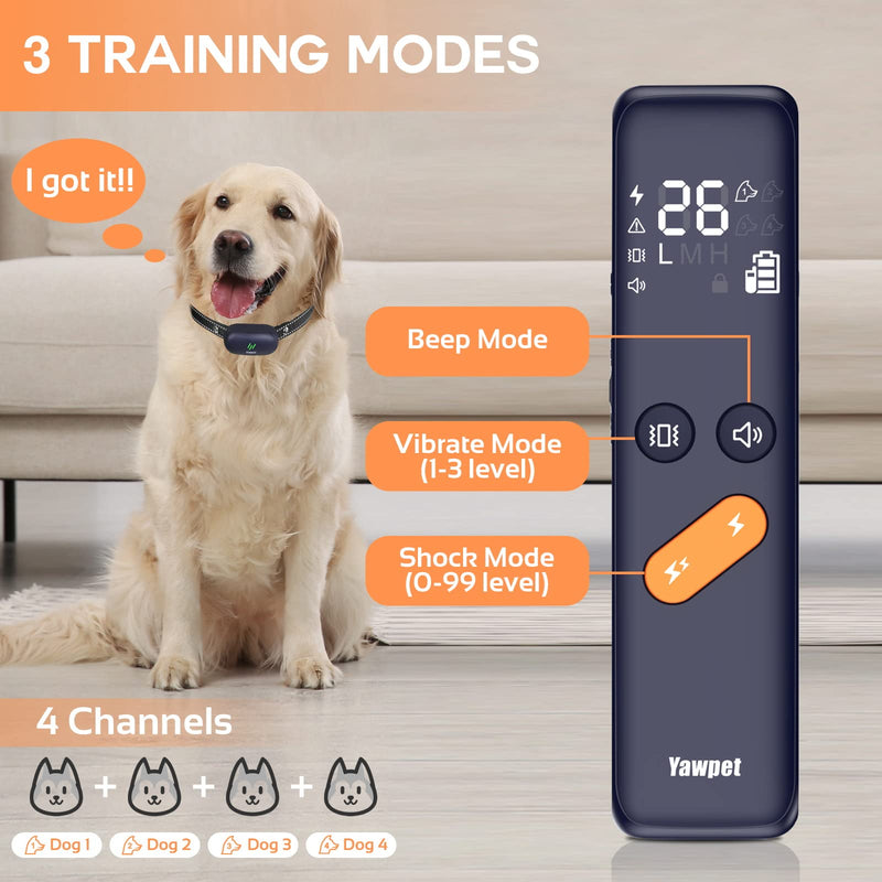 Dog Shock Collar-Dog Training Collar with Remote 1600FT,Vibrating Collars with 3 Training Modes, IPX7 Waterproof E-Collar Electric Bark Dog Collar for All Breeds, Sizes Dark Blue 1 Collar - BeesActive Australia
