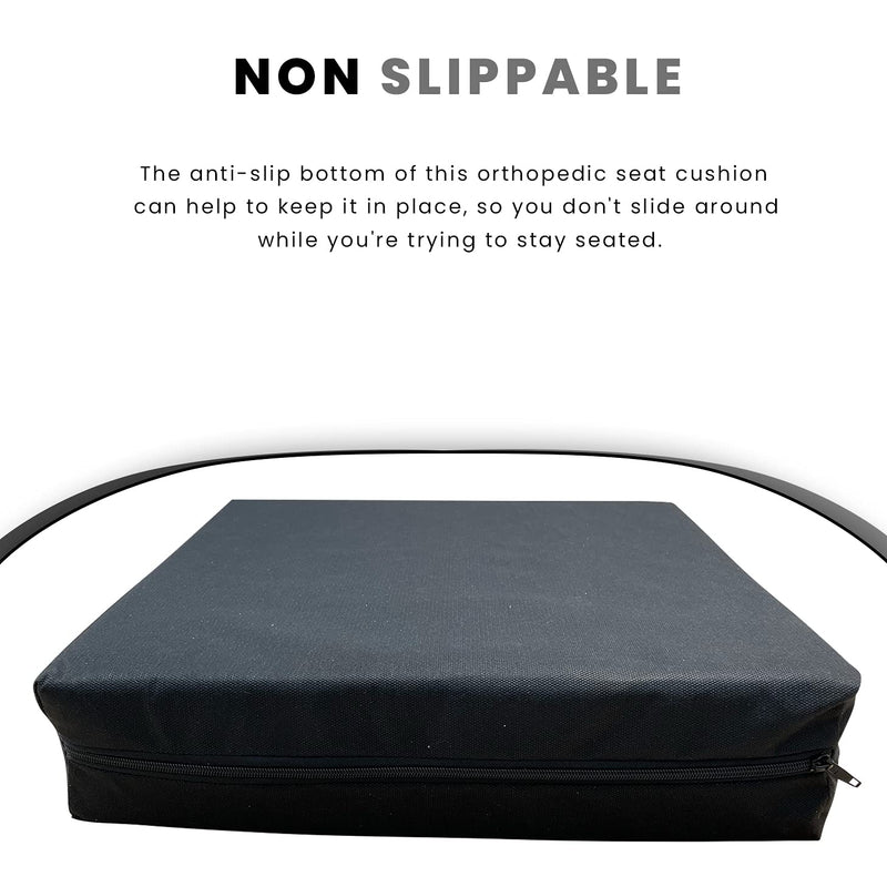 Brillars® Wheelchair Cushion Foam Ergonomic Posture Seat Pads Comfort Car Hip, Tailbone Support Pressure Sore Relief Office Chairs, Car Seats Vinyl Wipeable Black Cover (18" x 16" x 4") 18" x 16" x 4" - BeesActive Australia