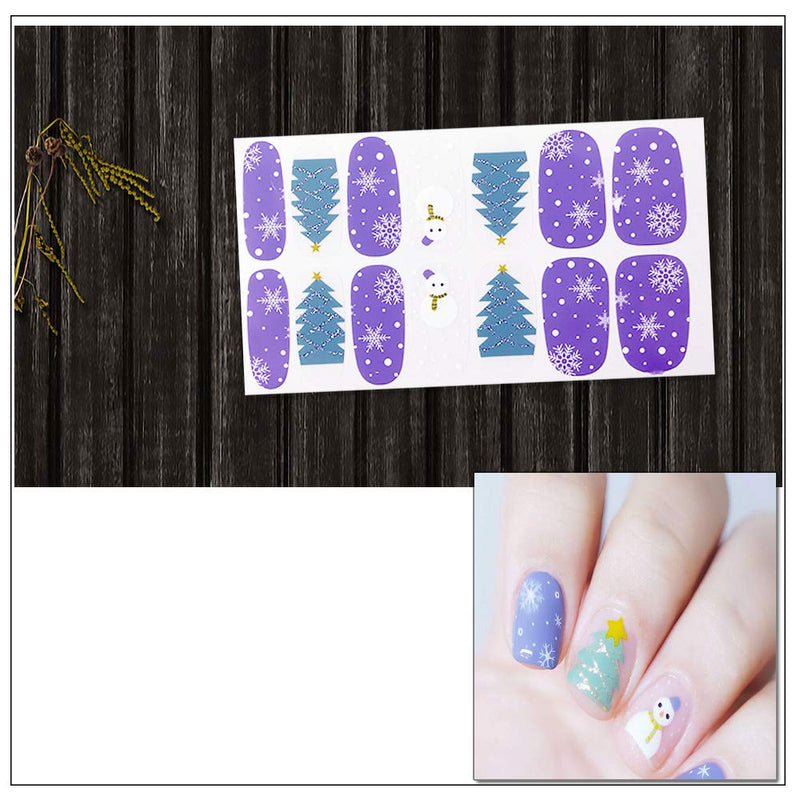 SILPECWEE 6 Sheets Christmas Adhesive Nail Polish Strips Stickers Glitter Snowman Nail Decals Full Wraps Manicure Accessories and 1Pc Nail File NO1 - BeesActive Australia