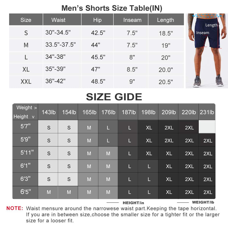 [AUSTRALIA] - YAWHO Men's Workout Running Shorts Sports Fitness Gym Training Quick Dry Athletic Performance Shorts with Zip Pockets 0366 Black Large 