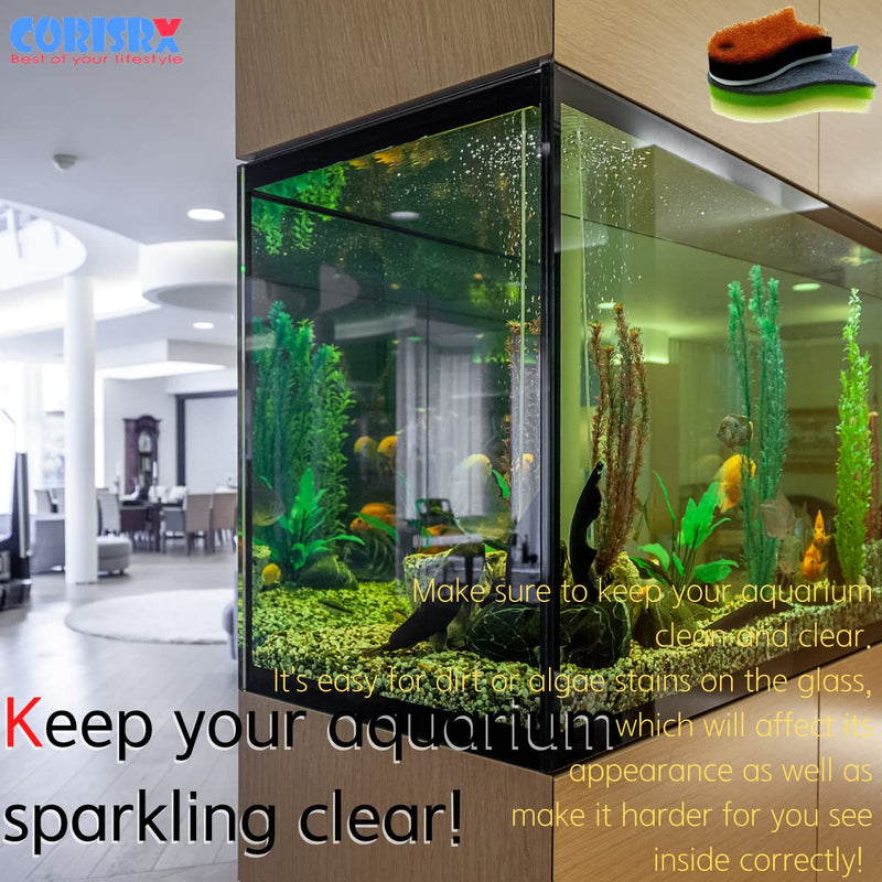 3 Packs Aquarium Fish Shape Glass Cleaner Sponge, 4 Kinds of Density Cleaning Sponge for Glass Walls, Fish Tank Scraper Pad for Glasses Aquariums - Hand Held Cleaner Scrubber Pad, Limpiador acuarios - BeesActive Australia