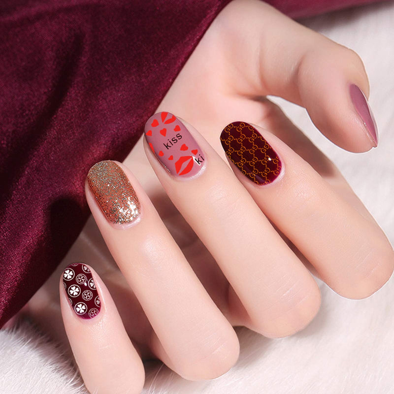 Biutee Nail Stamping Plates Set 8 Colors Nail Art Stamping Polish Gel 12Pcs Template Image Plates 1Pcs Storage Bag 1PCS Stamper with 1PCS Scraper Manicure Stencils Tools Maniology for Holiday Designer - BeesActive Australia