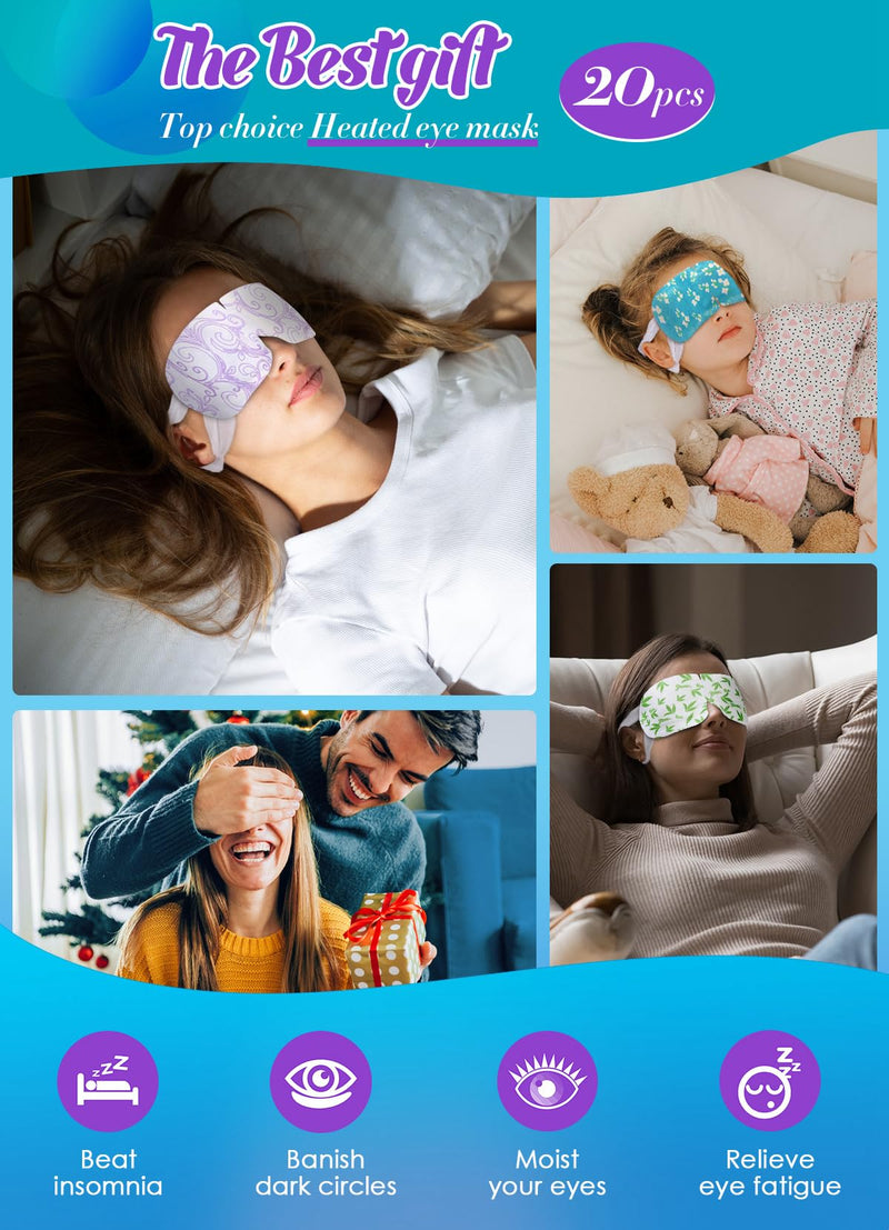 BeMyLady Heating Eye Mask Self Steam Eye Mask 20Pcs Mixed pack for Puffy Eyes,Dry Eyes,Blepharitis,Migraine,Fatigue Disposable Moist Hot Compress Eye Patch Great Gifts for Family and Friends Mixed bag - BeesActive Australia