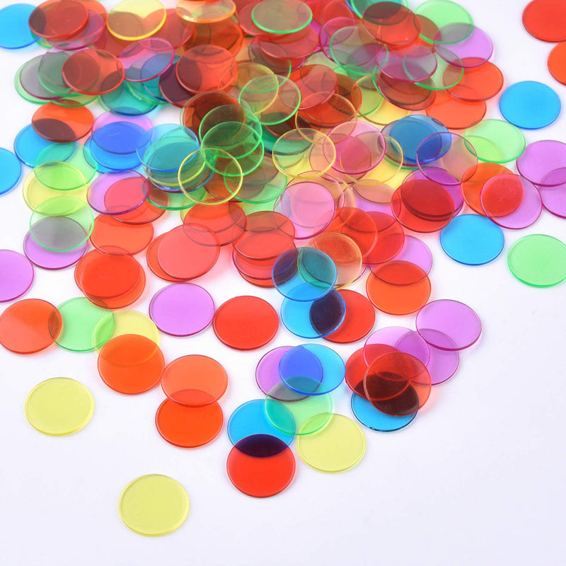 Coopay 300 Pieces Transparent Color Counters Plastic Math Counters Game Counting Bingo Chips Plastic Markers - BeesActive Australia