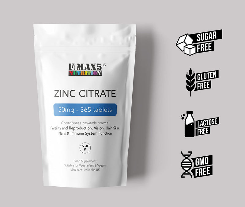 Zinc Citrate 50mg | 120/360 Tablets | One a Day | Easy to Swallow | Immune Health | Food Supplement (360) 360 - BeesActive Australia