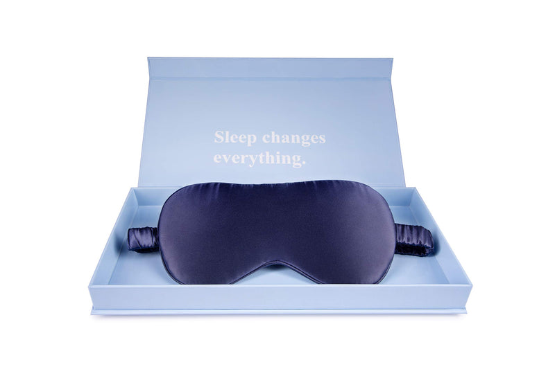 Comfy Party Premium Silk Sleep Mask, Navy Blue |Pure Silk Filler, Ultra-Soft & Comfort Eye Mask |Anti-Aging Eye Cover Contains Hyaluronic Acid |Light Blocking Blindfold for Travel & Nap + Gift Box Small - BeesActive Australia