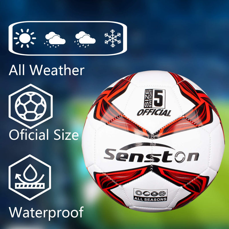 Senston Soccer Ball Size 4,5 with Pump - Official Match Football Adults and Junior Kids Soccer Ball red Size 5 - BeesActive Australia