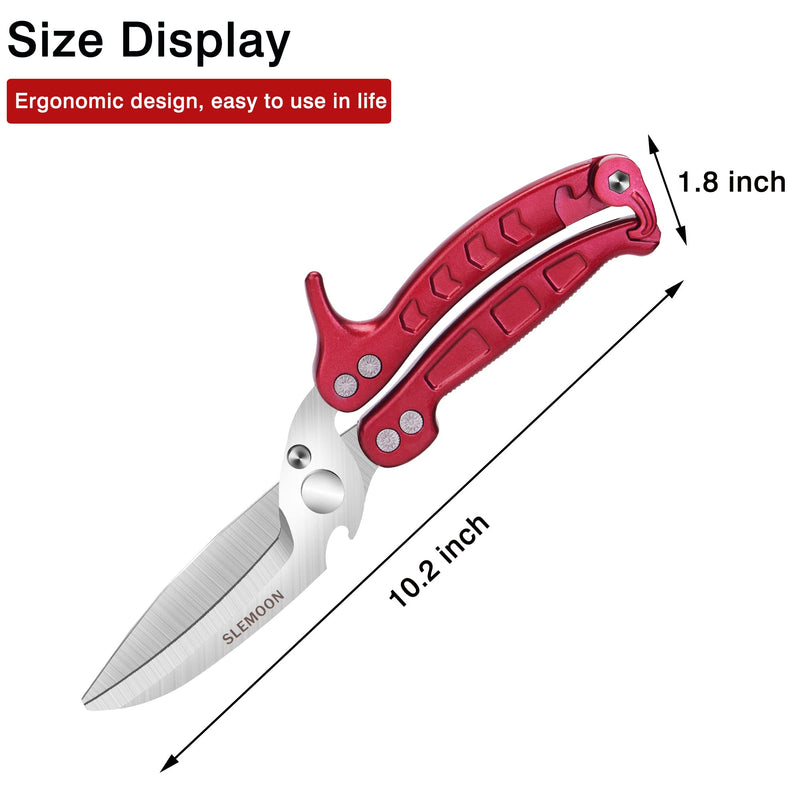 SLEMOON Kitchen Shears Heavy Duty Poultry Shears Meat Cutting Dishwasher Safe and Stainless Food Kitchen Scissors for Chicken Turkey Thanksgiving,Burgundy Burgundy - BeesActive Australia