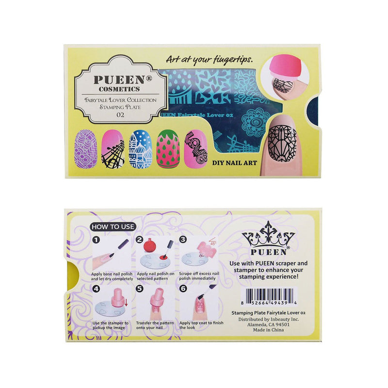 PUEEN Nail Art Stamping Plate - Fairytale Lover 02-125x65mm Unique Nailart Polish Stamping Manicure Image Plates Accessories Kit BH000662 - BeesActive Australia