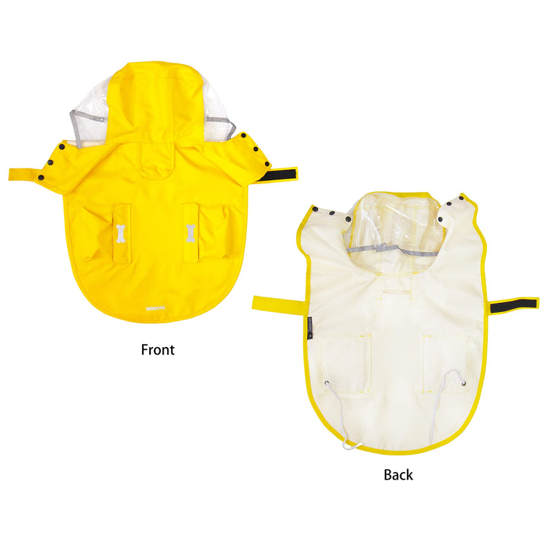 Waterproof Dog Raincoat, Adjustable Reflective Lightweight Pet Rain Clothes with Poncho Hood Yellow Large - BeesActive Australia