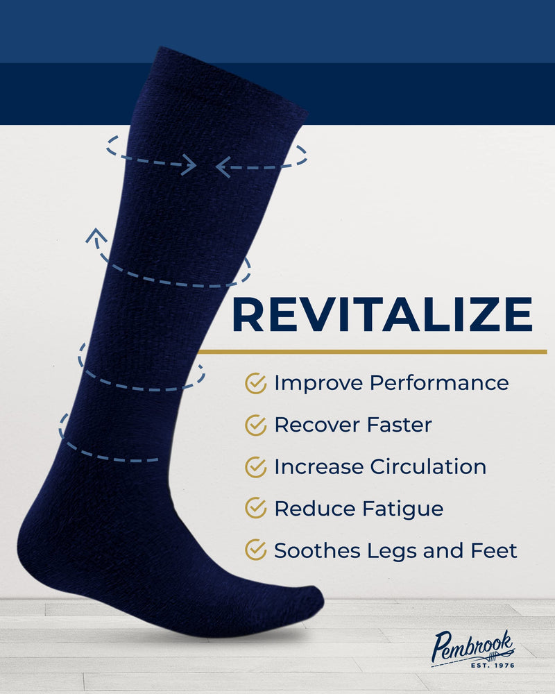Pembrook Light Compression Socks for Men 8-15 mmHg | Graduated Compression Socks for Men Circulation Medium Solid Navy - BeesActive Australia