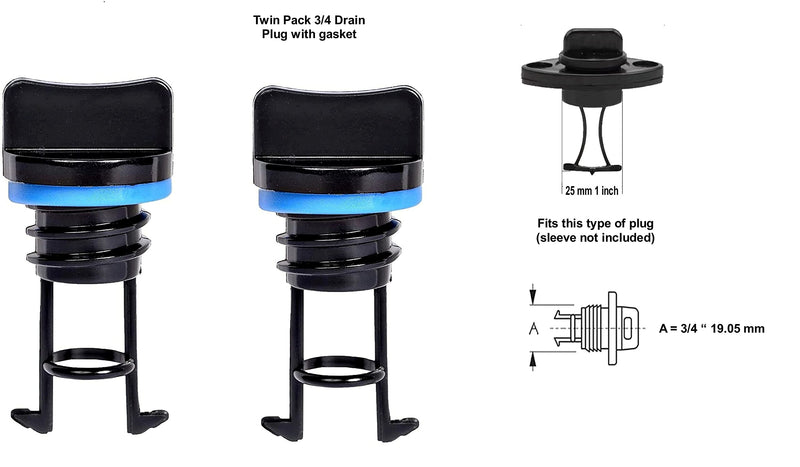H2o Kayaks Quality Kayak/Boat Drain Plug Pack of Two use with 3/4 inch Hole - BeesActive Australia