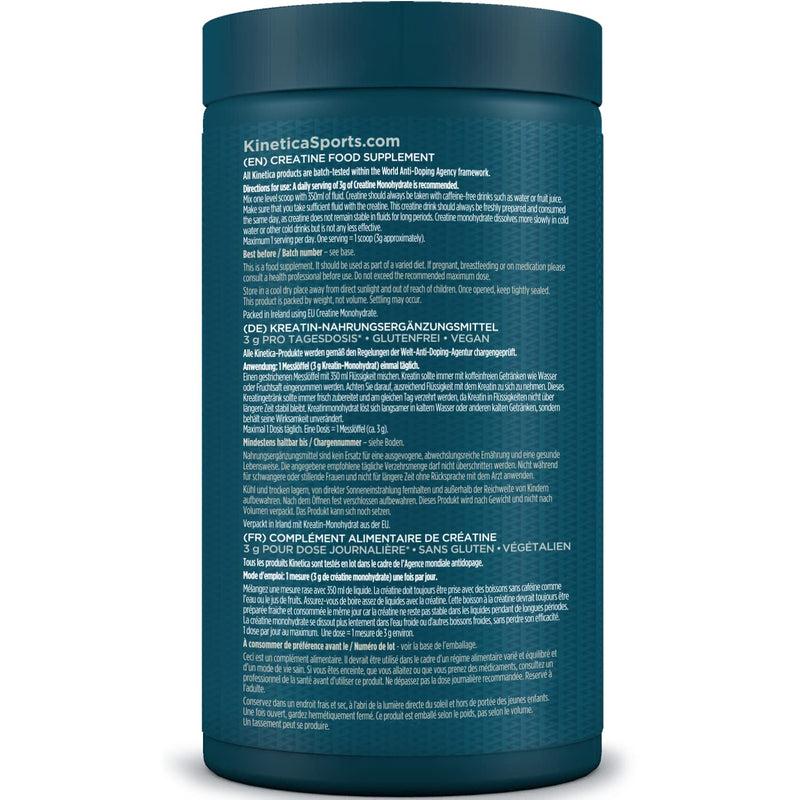 Kinetica 100% Creatine Monohydrate Powder, Gluten Free, Suitable for Vegans, 147 Servings, Unflavoured, 500g - BeesActive Australia