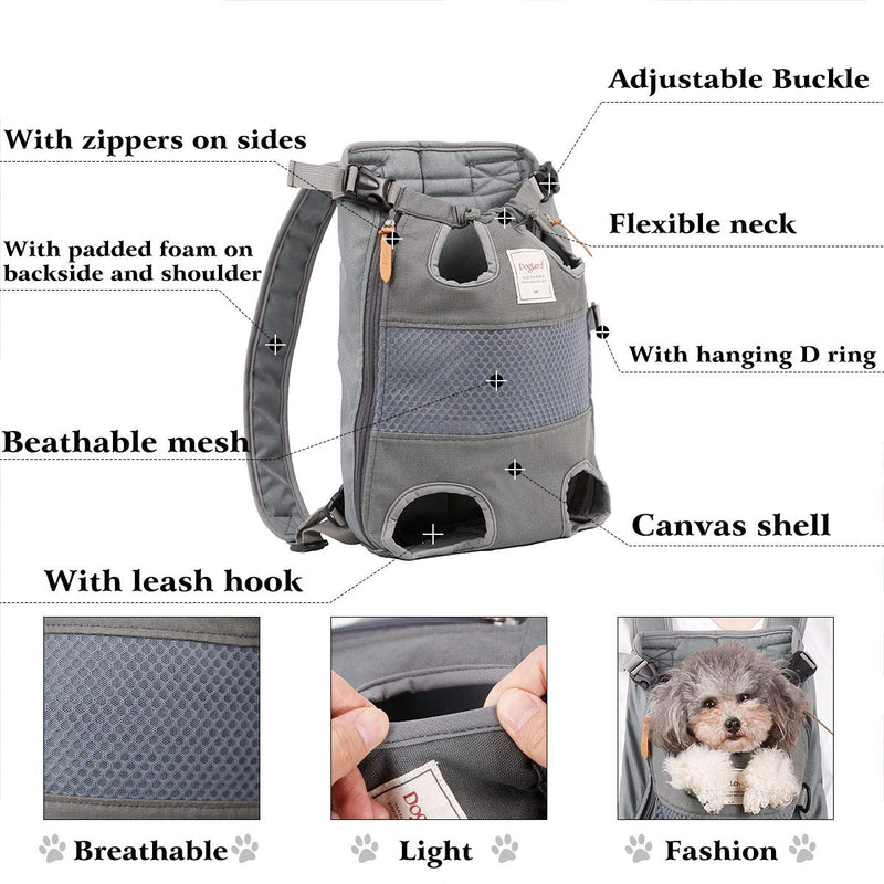 Jranter Pet Carrier Backpack for Small Medium Dogs Cats,Adjustable Pet Front Backpack Travel Bag, Legs Out Grey - BeesActive Australia