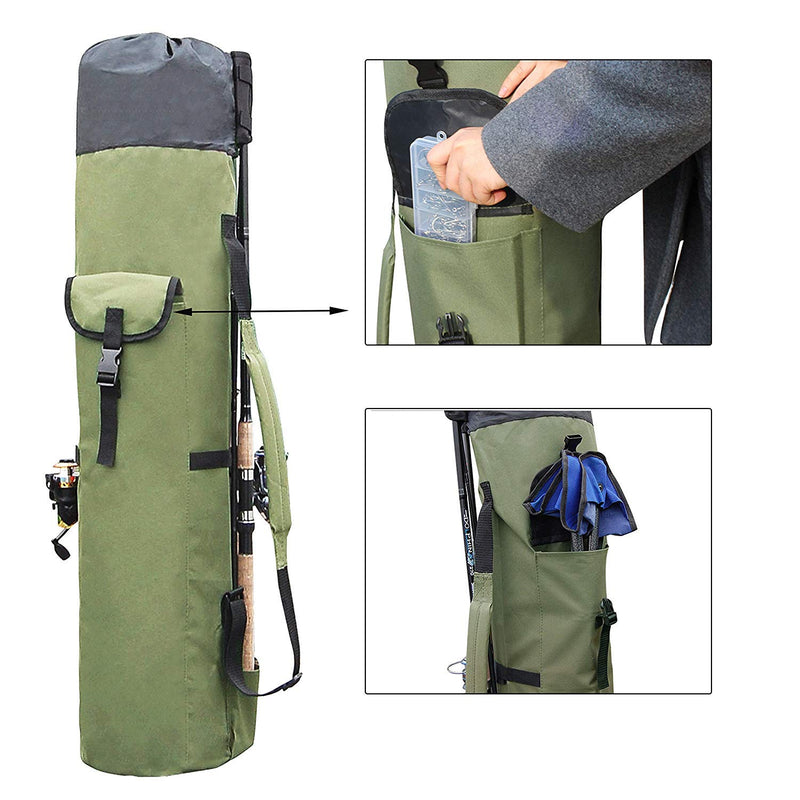 [AUSTRALIA] - Fishing Bag Fishing Rod Reel Case Carrier Holder Fishing Pole Storage Bags Fishing Gear Organizer Travel Carry Case Bag by Shaddock Khaki Green 