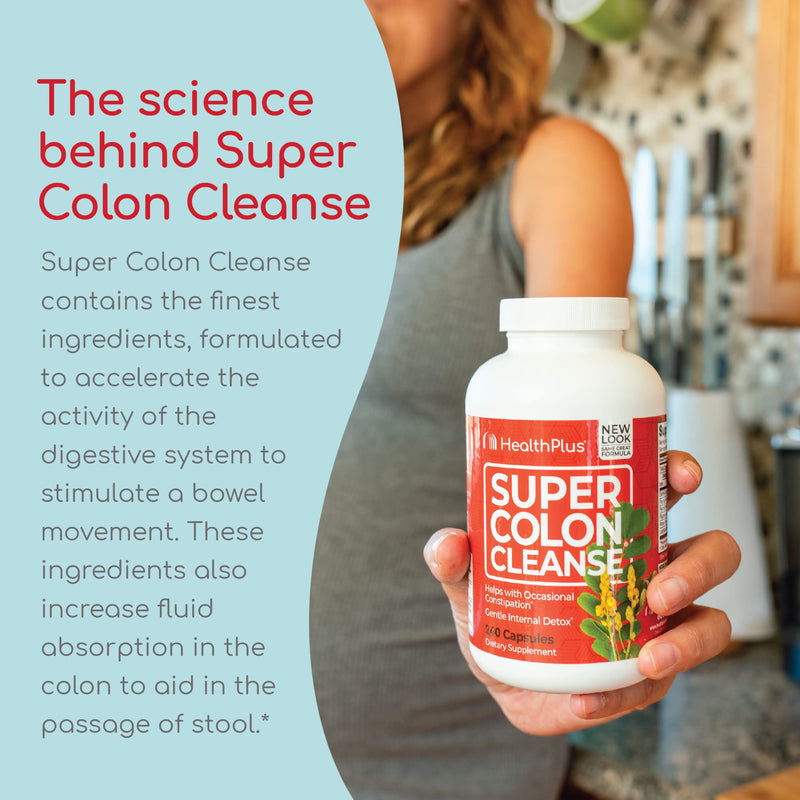 Health Plus Super Colon Cleanse Digestive Support | Constipation Relief to Reduce Bloating with Probiotics, Senna Leaf, & Psyllium Husk | More than 1 Cleanse, 60 Capsules 60 Count (Pack of 1) - BeesActive Australia