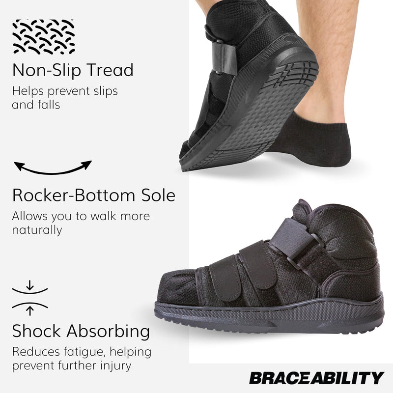 BraceAbility Closed Toe Medical Walking Shoe - Lightweight Broken Toe Cast Boot, Fractured Foot Brace for Metatarsal Stress Fracture, Post-op Bunion, Hammertoe Recovery - For Men or Women (M) Medium - BeesActive Australia