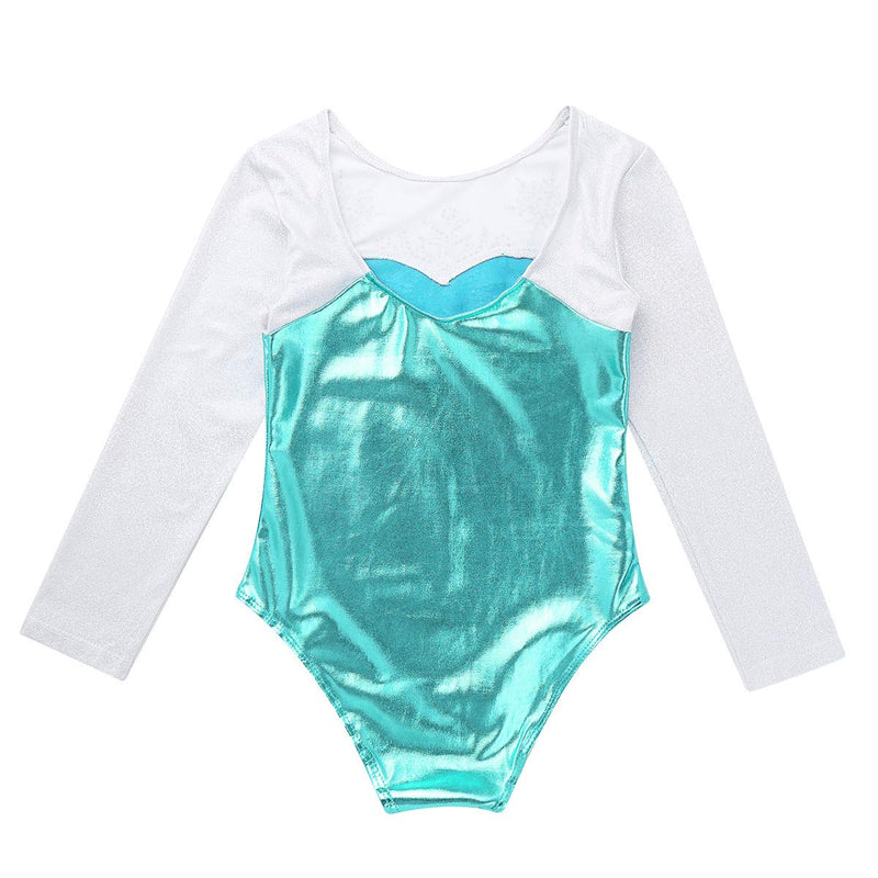 [AUSTRALIA] - ACSUSS Toddler Kids Girls Long Sleeves Ballet Gymnastics Athletic Leotard Shiny Metallic Dance Bodysuit Activewear Lake_blue 6 