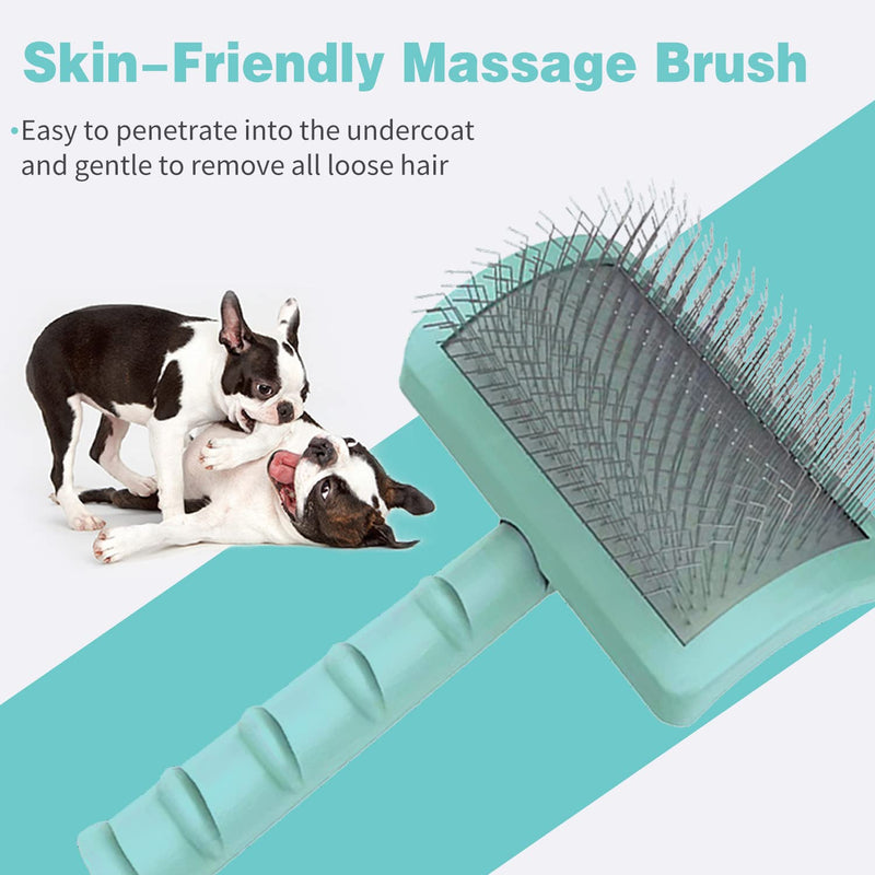 Large Firm Slicker Brush for Dogs Goldendoodles - Extra Long Pin Slicker Brush for Large Dog Pet Grooming Wire Brush and Deshedding - Removes Long and loose Hair - Undercoat - 25mm(1")(Green) Green - BeesActive Australia