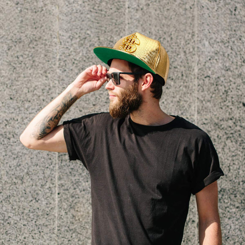 FuZhiBang NYU14 The New Crocodile Baseball caps Alloy Dollar Flat-Brimmed hat Hip-hop hat Gold - BeesActive Australia