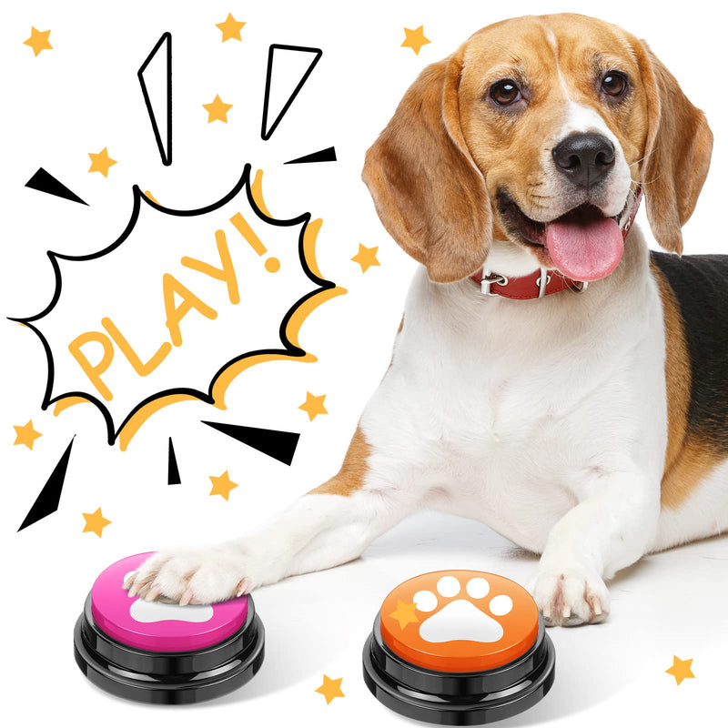 Talking Dog Buttons Set Include 4 Recordable Dog Buttons, Talking Buttons for Dog Communication, 1 Dog Button Mat (4 Button Placements), 50 Pairs Self Adhesive Dots, 8 Dog Paw Stickers for Dog Buttons - BeesActive Australia