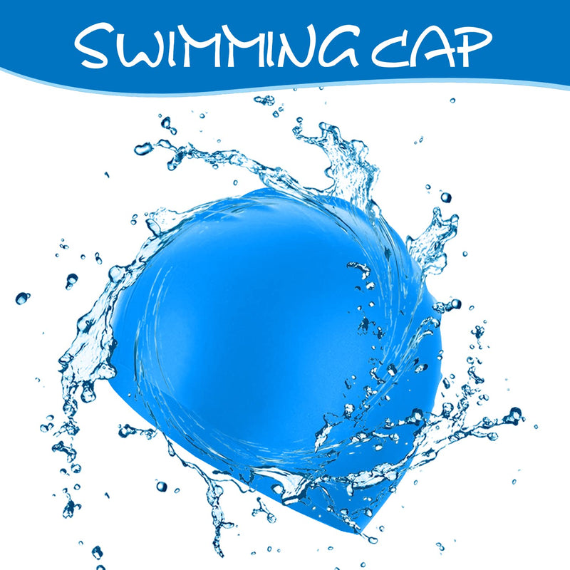 Doovid Kids Swim Caps Waterproof Swimming Cap Toddler Boys Girls Bathing Caps Age 3-8 Long and Short Hair Silicone Swim Cap C White One Size - BeesActive Australia