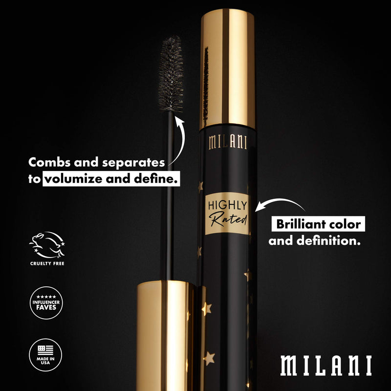 Milani Highly Rated - 10-in-1 Volume Mascara - Black | Lengthening and Voluminous Mascara | Best Mascara | Separates and Builds Lashes | Use With Milani Makeup (0.41 Fl. Oz.) - BeesActive Australia