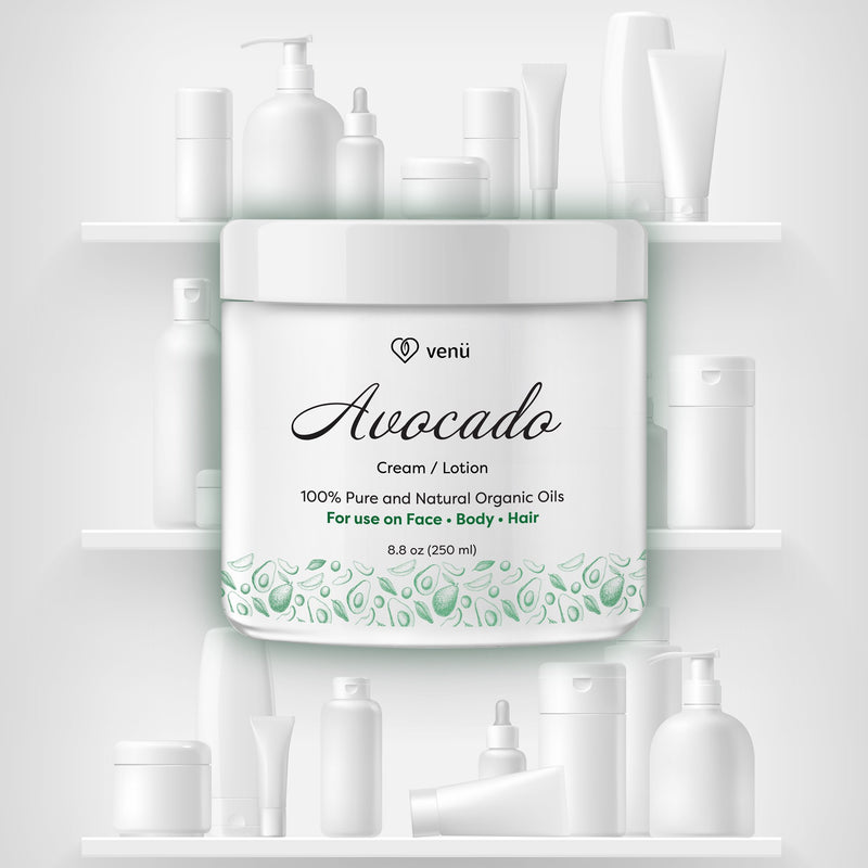 Avocado Oil Cream Lotion – All Natural Essential Oils Cleanser For Skin, Hair and Body - Hydrating and Softening Acne, Blackhead and Eczema Treatment – by Venu - BeesActive Australia