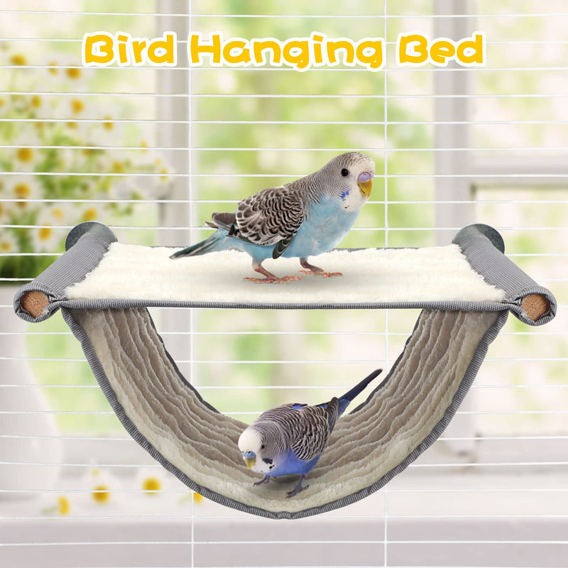 BWOGUE Winter Warm Bird Nest Bed Hanging Hammock Snuggle Hut Parrot House Tent Toy Bird Cage Perch for Parakeet Budgies Cockatiels Lovebird Cockatoo Finch Hamster Chinchilla Guinea Pig Grey - BeesActive Australia
