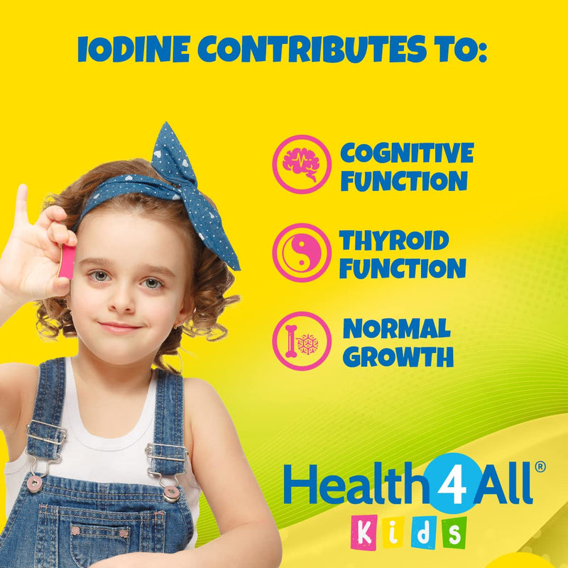 Health4All Kids Sea Kelp Iodine 75mcg Sublingual 90 Tablets (V) Vegan. Natural Iodine for Children Supports Learning and Growth, Orange Flavoured Chewable Tablets 90 Count (Pack of 1) - BeesActive Australia