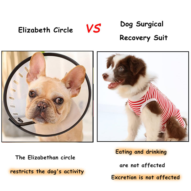 ZIMAOSHAN Recovery Suit for Dogs After Surgery,E-Collar & Cone Alternative，Prevent Licking Dog Bodysuit，Anti-Biting Lick Wound,Surgical Onesies for Female Male,Shedding Suit for Dogs XX-Large Red stripe-short - BeesActive Australia
