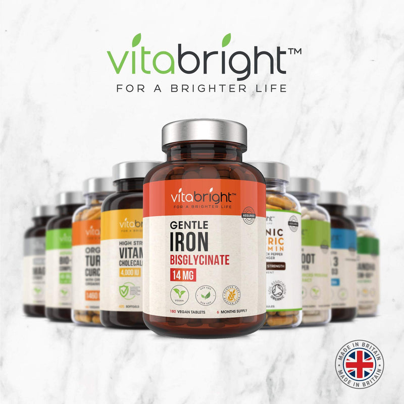 Gentle Iron Tablets 28mg - 180 Vegan Tablets (3 Month Supply of Iron Supplements) Gentle Iron Bisglycinate Chelate for Men & Women. 200% NRV Iron Pills for Tiredness & Fatigue, Blood & Immune System - BeesActive Australia