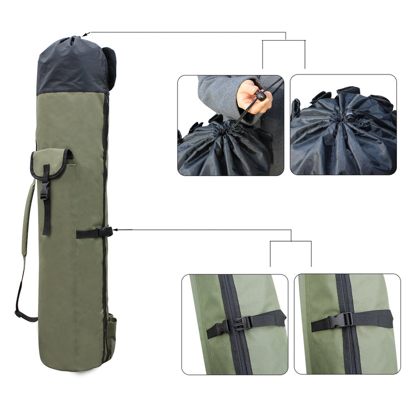 [AUSTRALIA] - AGOOL Fishing Rod Bag Holder Fishing Rod Carrier Fishing Pole Travel Case Tackle Box Storage Multifunctional Stand Bags Large Capacity Lightweight Waterproof Fishing Gear Organizer Khaki Green 